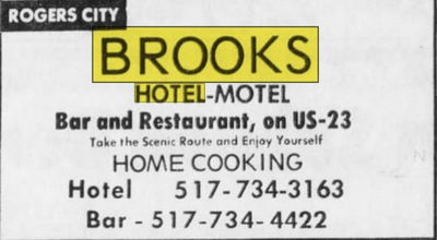 Brooks Hotel - July 1974 Ad (newer photo)